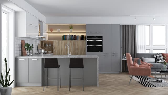 Matte Grey & Matte White Kitchen Design
